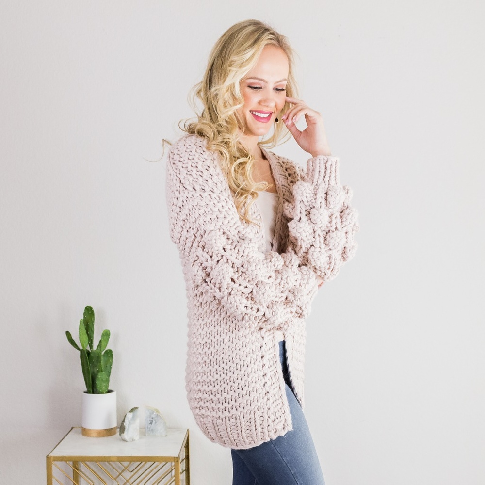 Emily' Handmade Pom Pom Cardigan - Picture 2 of 7